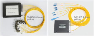 100g 8ch wdm and dwdm mux demux module c band lc/upc conectors, white loose tube, input black pigtails 0.9mm