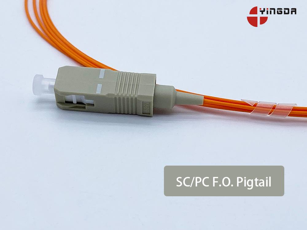 lan beige sc upc multi mode om2 50.125um sx fiber optic pigtail, 0.9mm orange, low loss patch cord 2m