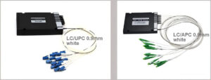 100g 8ch wdm and dwdm mux demux module c band lc/upc conectors, white loose tube, input black pigtails 0.9mm