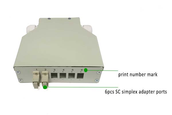 35mm rack din rail splice box for fiber termination 6 sc simplex adapters and pigtails