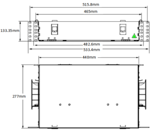 3u odf chassis for 1×8 lgx module, 96 core, sc/lc compatible, metal rackmount