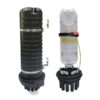 144 cores fosc 400 b8 fiber splice cosure 522*185mm, 1 oval+8 round cable port heat shrink, dome closure, ip68, outdoor 6 trays, pole / wall mount