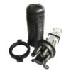 pole mount ip68 144 cores fiber splice enclosure ,1oval+4 round ports, heat shrink, dome closure, pp black outdoor use