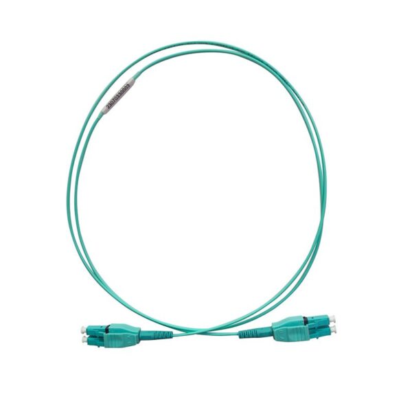 multimode patch cord with push pull dual lc connector, 1m om2 10g 50/125um aqua