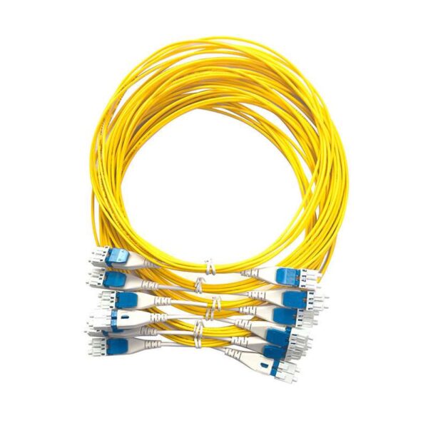 single mode lc patch cord with push pull dual lc connector, sm dx 1m os2 9/15um yellow ofnr riser cable