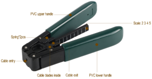 2.0x3.0mm ftth drop cable stripper tool, for 250μm 3mm fiber, with titanium coated blades & ergonomic handle, otdr compatible