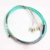 qsfp module use mt patch cord with 12 fiber ribbon cable om3 10gigabit 1.5m, aqua lszh, fanout colored lc pigtails 0.9mm 30cm