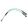 hpc, dci, aerospace use 48 fibers mt mpo patch cord 1mt, fanout 2x 24 fiber mpo connectors, om3 10g aqua 20cm