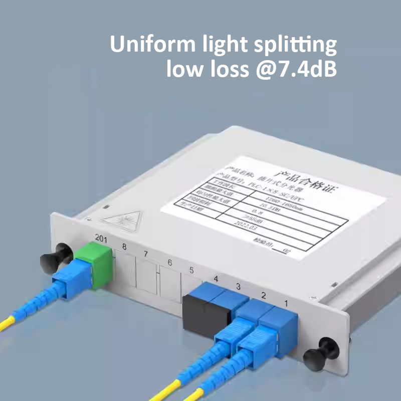 plc splitter 1x4 sc apc, module size: 130*100*25mm, low insertion loss <7.5db, 10pcs/box