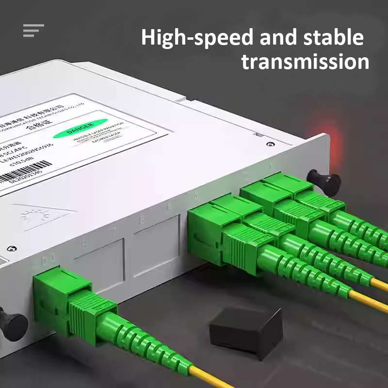 plc splitter 1x4 sc apc, module size: 130*100*25mm, low insertion loss <7.5db, 10pcs/box