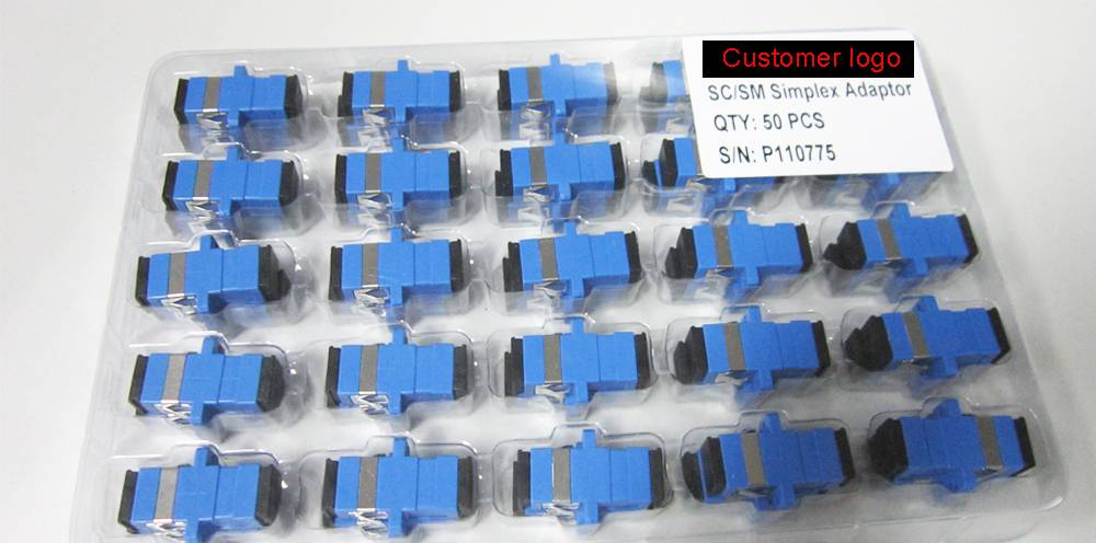 fiber adapter pack by blister box with labels