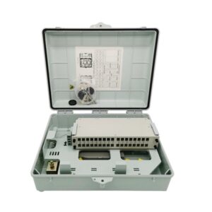 plastic 32 cores fiber access terminal, gray fat box in ftth, 1:32 cassette type splitter, standard accessory with rubber seals, wall mounting screws, buffer tube, nylong tie, etc