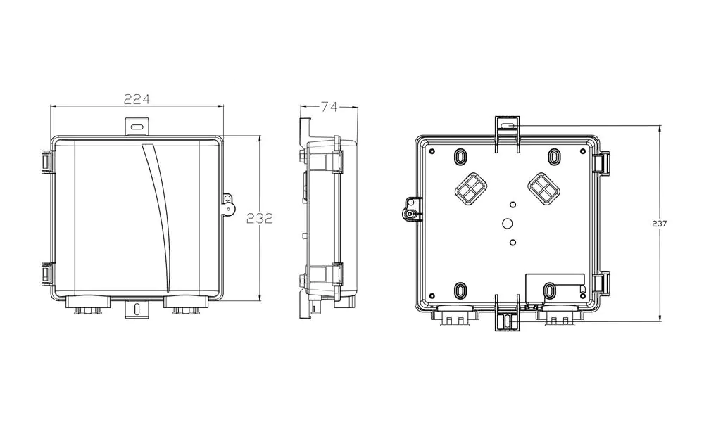 fat 506f ftth 2 port fiber termiantion box, wall outlet gray ip54, sc pre connectorized