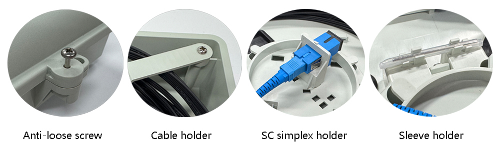 fat 506f ftth 2 port fiber termiantion box, wall outlet gray ip54, sc pre connectorized