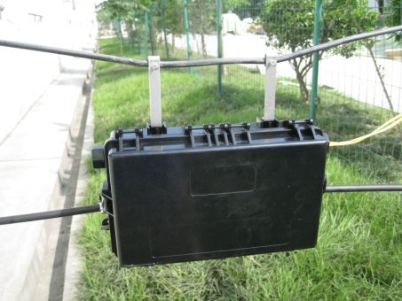 gjs 2020 inline closure 3in 3out aerial mount on overhead wires with hanging hooks