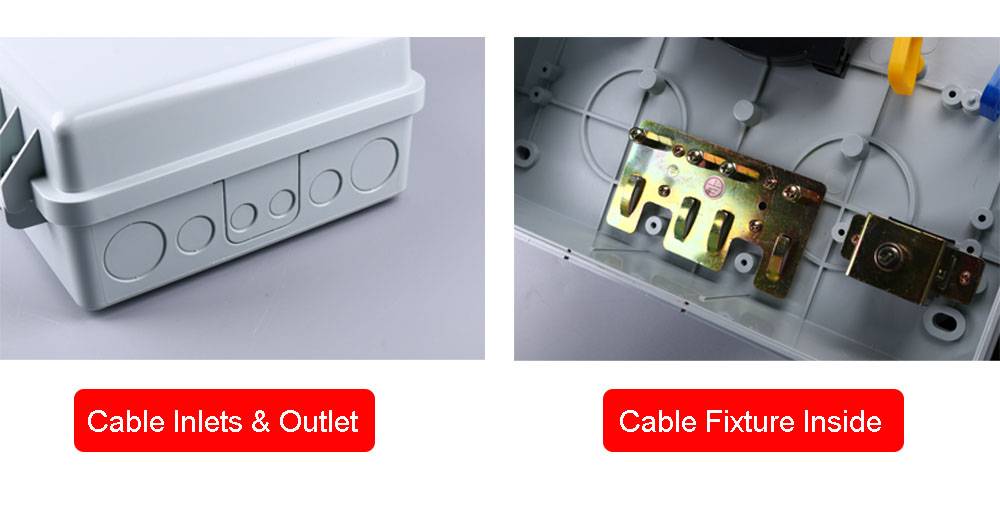plastic 32 cores fiber access terminal, gray fat box in ftth, 1:32 cassette type splitter, standard accessory with rubber seals, wall mounting screws, buffer tube, nylong tie, etc