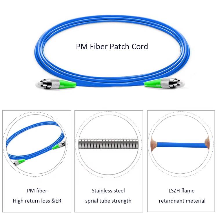 pm fiber patch cord with armored cable 3mm blue colro fc apc to fc apc 5m