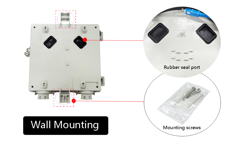 fat 506f ftth 2 port fiber termiantion box, wall outlet gray ip54, sc pre connectorized