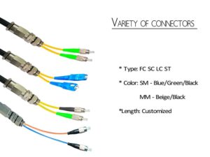 4 core fiber optic pigtail single mode sc/upc sm os2 g652d pe, black, fanout pigtails 2mm blue orange green brown, 3 mts