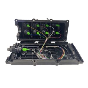 mst fiber box for ftth access to internet, pre installed 1:8 fiber splitter sc connectors 1mts, compatible with optitap, 1 in 8 out fiber closure