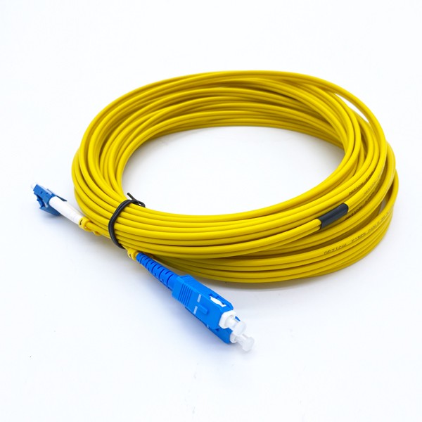 indoor short distance connection sc to lc single mode fiber patch cable duplex 3.0mm zipcord cable, 2 cores g.652d lszh jacket, 1m yellow