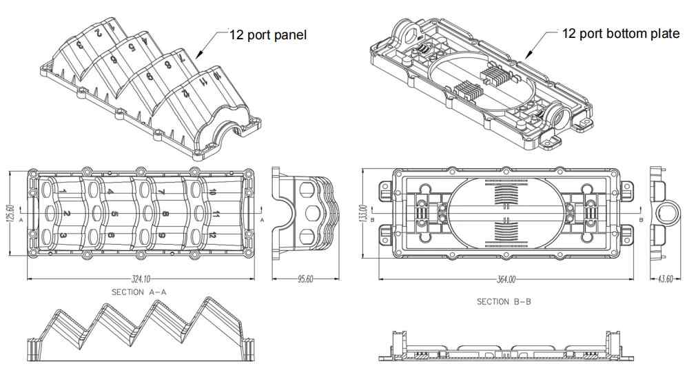 mst fiber box for ftth access to internet, pre installed 1:8 fiber splitter sc connectors 1mts, compatible with optitap, 1 in 8 out fiber closure (copy)