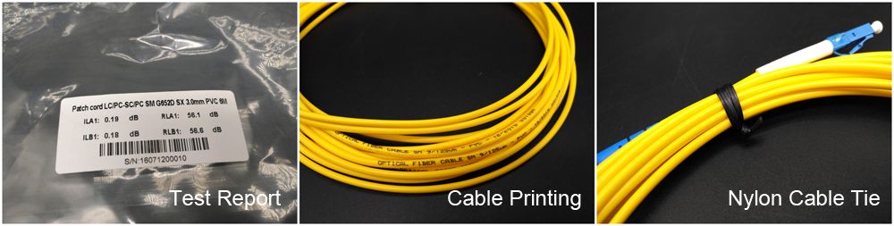 ftth terminal connection sc lc single mode patch cord, simplex g652d pvc 6m 3.0mm yellow cable, blue connectors