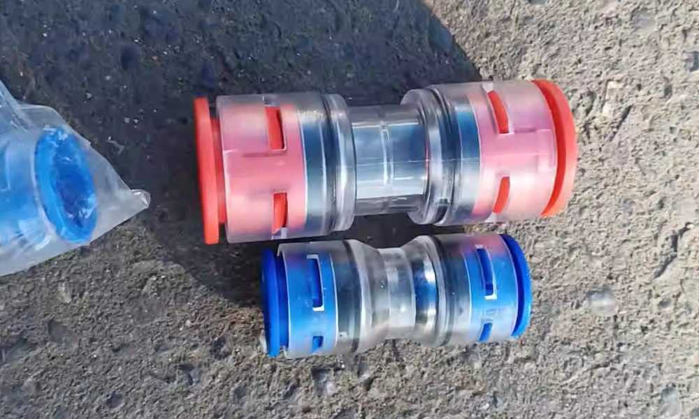 hdpe direct buried straight microduct connector for fttx air blown cable laying, 3mm to 20mm micro duct straight through the connector, red color, ip68 good sealing