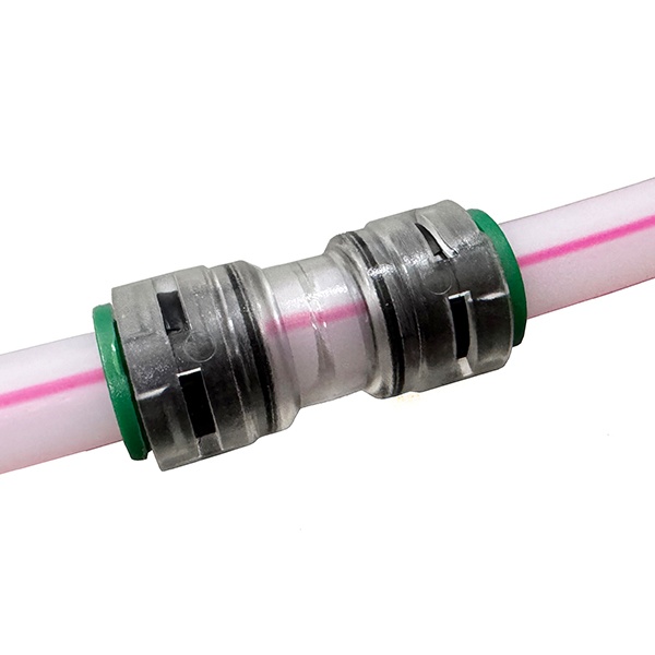 hdpe direct buried straight microduct connector for fttx air blown cable laying, 3mm to 20mm micro duct straight through the connector, red color, ip68 good sealing