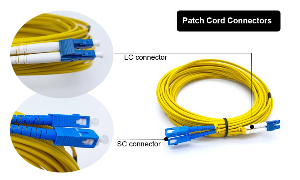 indoor short distance connection sc to lc single mode fiber patch cable duplex 3.0mm zipcord cable, 2 cores g.652d lszh jacket, 1m yellow