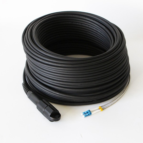 2 Cores FTTA Outdoor LC Single Mode Fiber Patch Cable, Singlemode G657A Fiber, LSZH, Duplex, Both Sides with ZTE PDLC Waterproof Plugs