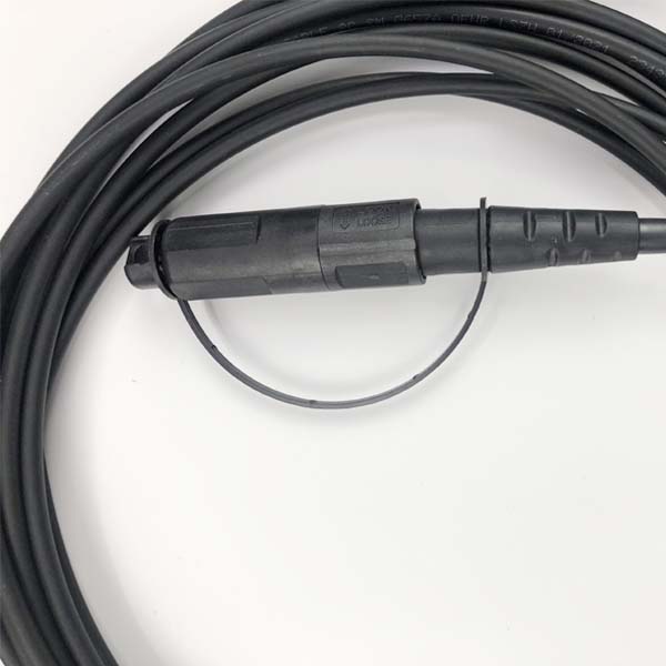 cost effective ftta outdoor lc to lc fiber optic cable, gyfjh 5.0mm black 2 cores sm duplex, side a: nsn boot, side b: optitap plug, ip68 protection, field installation cpri cable