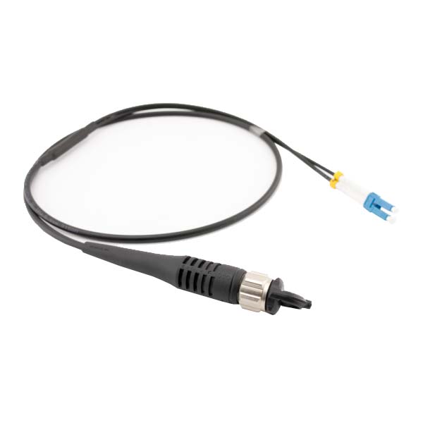 threaded locking odc male to lc single mode fiber cable 1m, 2 cores 5mm g.657 lszh black for ftta 5g base station