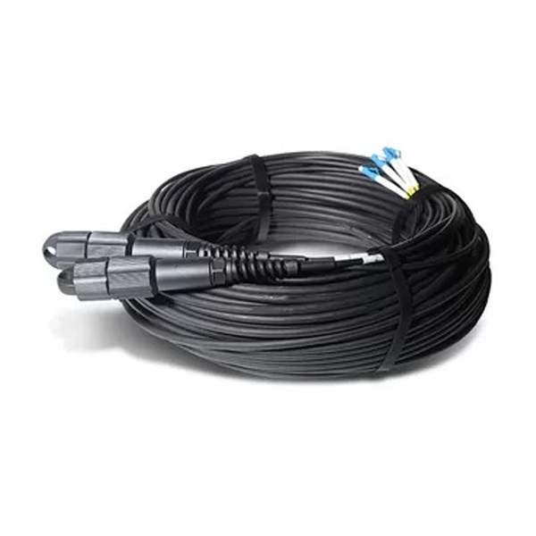 2 cores ftta outdoor lc single mode fiber patch cable, singlemode g657a fiber, lszh, duplex, both sides with zte pdlc waterproof plugs