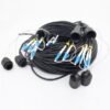 6 cores outdoor lc lc fiber optic cable with pdlc waterproof connectors 7mm 150 meter, breakout 2 cores and 4 cores lc/upc blue connectors, with anti loose dust caps