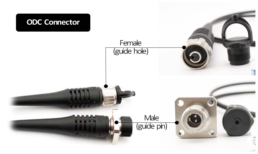 threaded locking odc male to lc single mode fiber cable 1m, 2 cores 5mm g.657 lszh black for ftta 5g base station