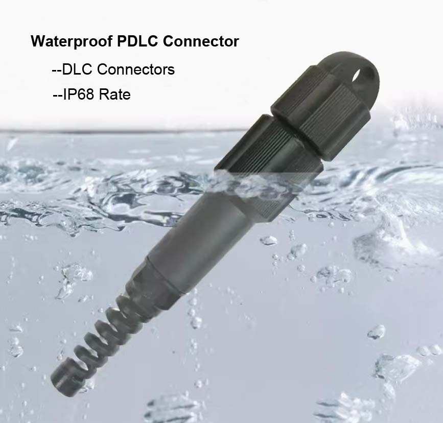 6 cores outdoor lc lc fiber optic cable with pdlc waterproof connectors 7mm 150 meter, breakout 2 cores and 4 cores lc/upc blue connectors, with anti loose dust caps