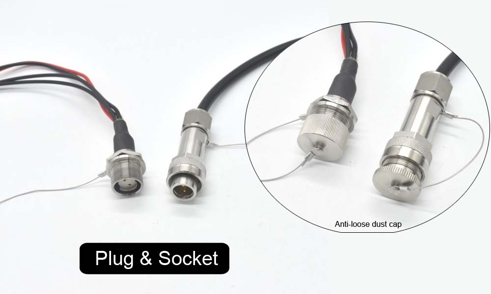 electrical engineering exterior fiber optic cable ul94 v0, hybrid cable 2 fiber + 2 electric wires, mil type circular connector stainless steel