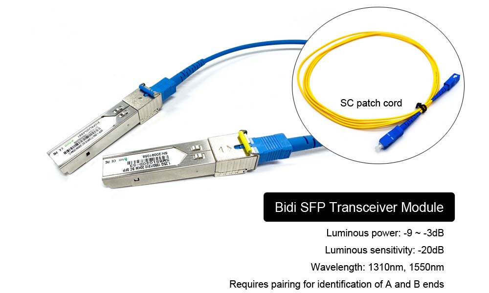 1.25g ethernet sfp transceiver module t1310 r1550 20km ddm sc commercial temperature 0 ~70℃, blue pull ring, metal case 9 ~ 3db tx power, luminescence sensitivity: 20db 20db