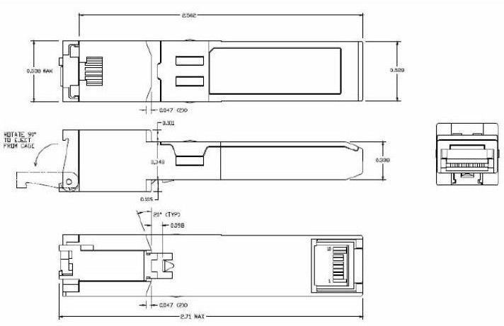 10/100/1000m copper hot pluggable 1.25 g sfp to rj45 module 100m, 1.0gb/s bi directional data rate, metal case, wide temperature range 40 ~+85℃ for industry
