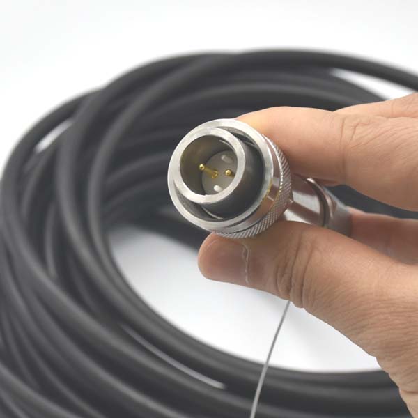 electrical engineering exterior fiber optic cable ul94 v0, hybrid cable 2 fiber + 2 electric wires, mil type circular connector stainless steel