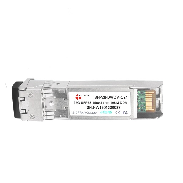 intelligent security and monitoring networks use 25g dwdm sfp28 transceivers, c21 ~c60 100 ghz itu channel, 15km, ddm, 0ºc to +70°c
