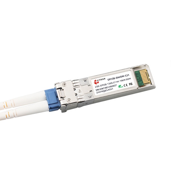 intelligent security and monitoring networks use 25g dwdm sfp28 transceivers, c21 ~c60 100 ghz itu channel, 15km, ddm, 0ºc to +70°c