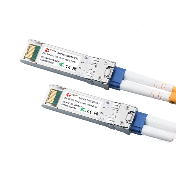 intelligent security and monitoring networks use 25g dwdm sfp28 transceivers, c21 ~c60 100 ghz itu channel, 15km, ddm, 0ºc to +70°c