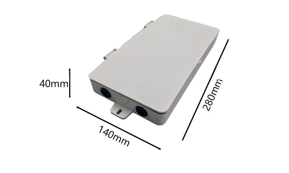 fttb floor subscriber plastic optical termination box, 2 cable in, 8 sc adapter out, wall mounting, white abs ul94v0 material