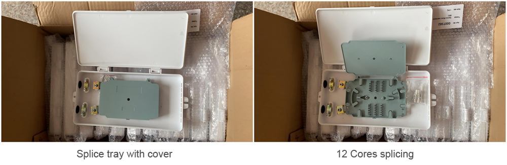 fttb floor subscriber plastic optical termination box, 2 cable in, 8 sc adapter out, wall mounting, white abs ul94v0 material