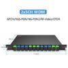 fiber optic 5ch wdm wavelength dvision multiplexer gpon xgs pon ng pon2 rf video and otdr,pon sc/upc blue connectors, com rf video otdr sc/apc green connectors, plug in lgx box 215*150*20mm, metal, black
